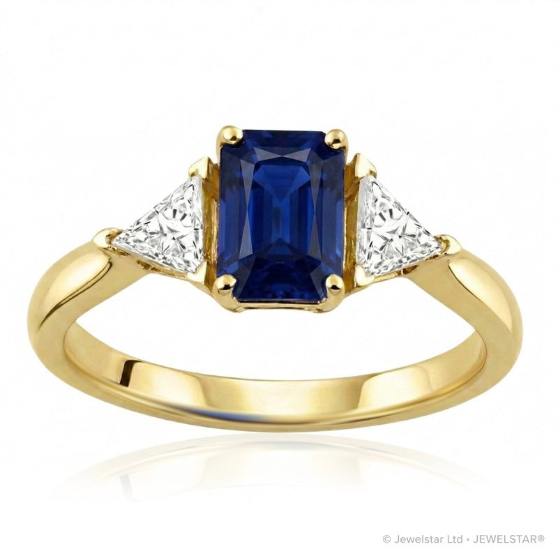 R-44662-SA-Y   Diamond & Sapphire Three Stone Ring