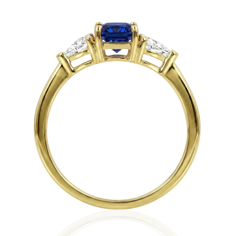 R-44662-SA-Y   Diamond & Sapphire Three Stone Ring