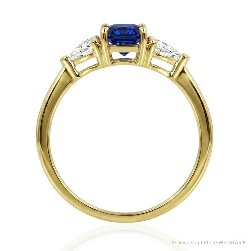 R-44662-SA-Y   Diamond & Sapphire Three Stone Ring