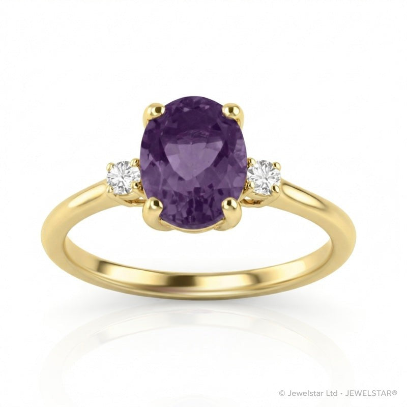 R-44663-AM-Y  Diamond & Amethyst Three Stone Ring