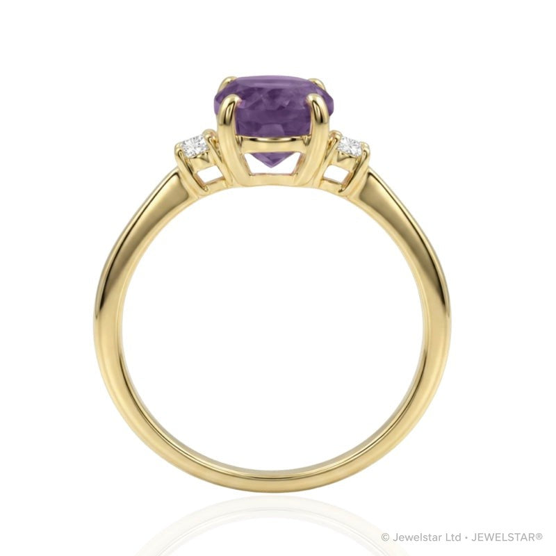 R-44663-AM-Y  Diamond & Amethyst Three Stone Ring