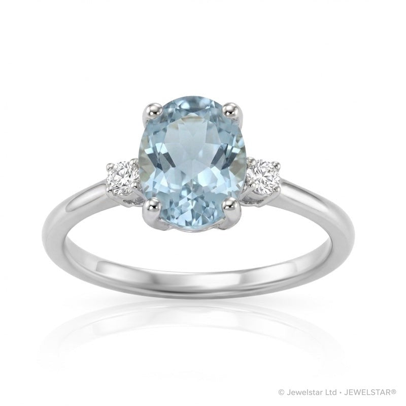 R-44663-BT-W  Diamond & Blue Topaz Three Stone Ring