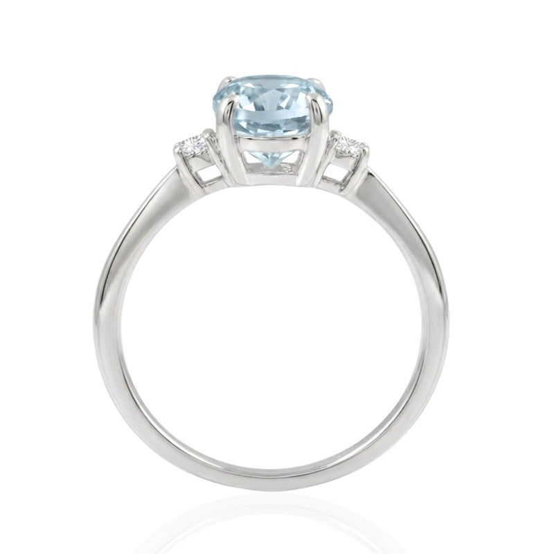 R-44663-BT-W  Diamond & Blue Topaz Three Stone Ring