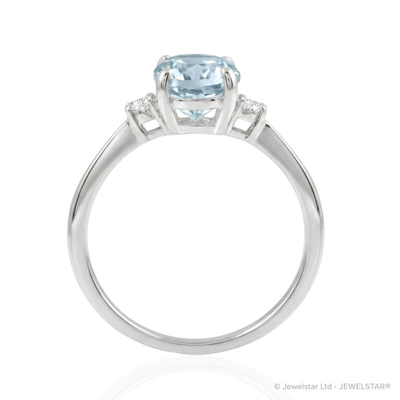 R-44663-BT-W  Diamond & Blue Topaz Three Stone Ring