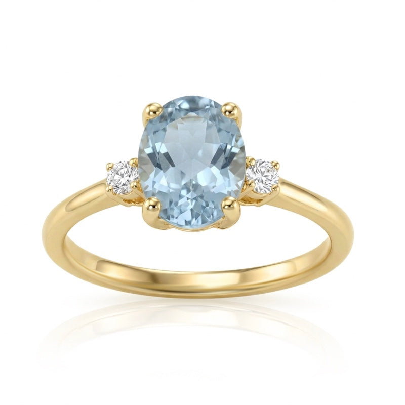 R-44663-BT-Y  Diamond & Blue Topaz Three Stone Ring