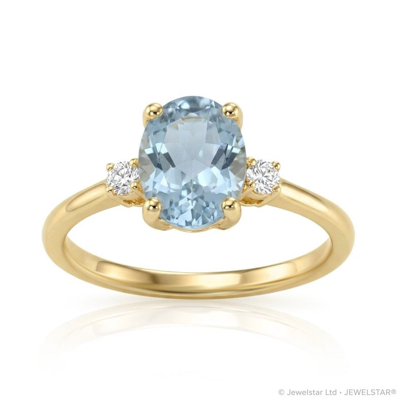 R-44663-BT-Y  Diamond & Blue Topaz Three Stone Ring