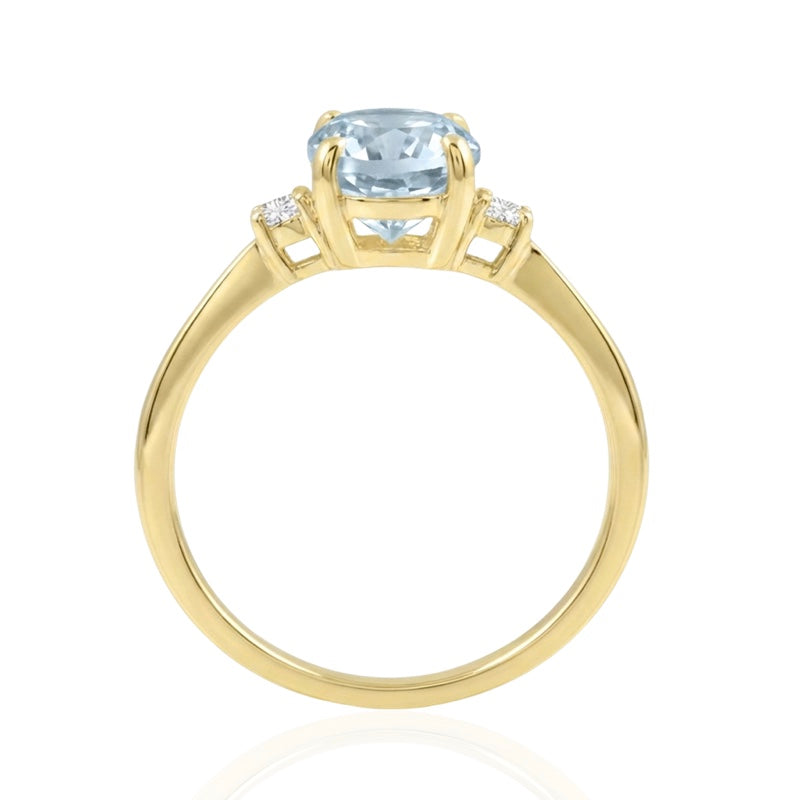 R-44663-BT-Y  Diamond & Blue Topaz Three Stone Ring