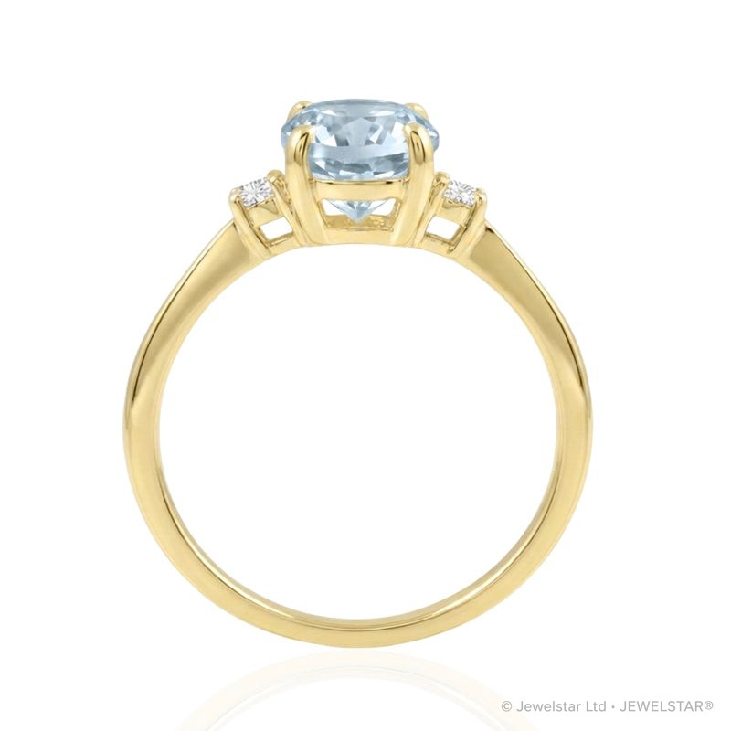 R-44663-BT-Y  Diamond & Blue Topaz Three Stone Ring