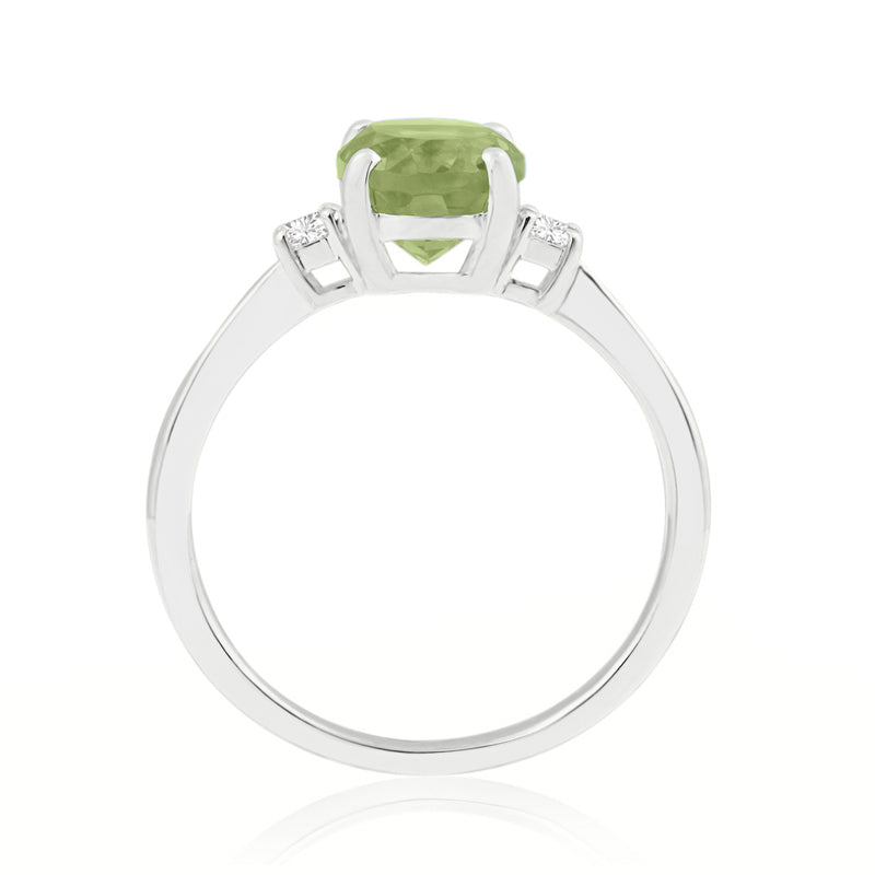 R-44663-PD-W  Diamond & Peridot Three Stone Ring