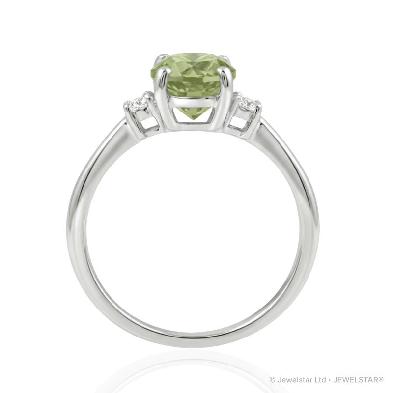 R-44663-PD-W  Diamond & Peridot Three Stone Ring