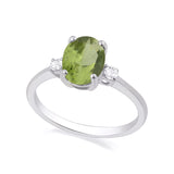 R-44663-PD-W  Diamond & Peridot Three Stone Ring