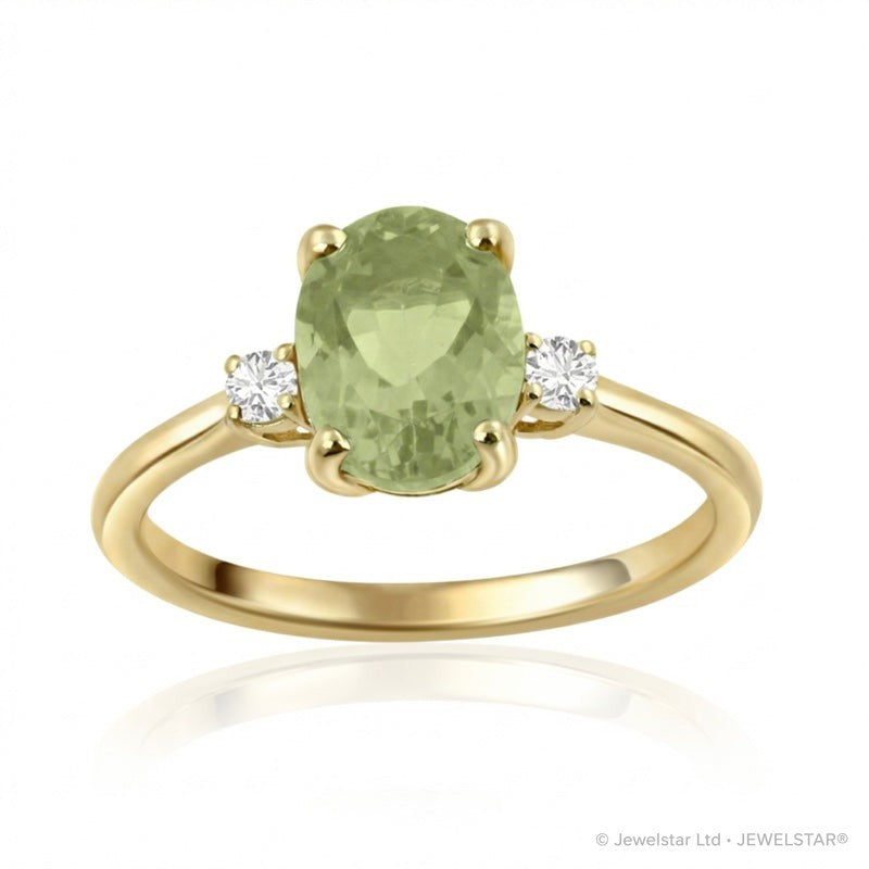 R-44663-PD-Y  Diamond & Peridot Three Stone Ring