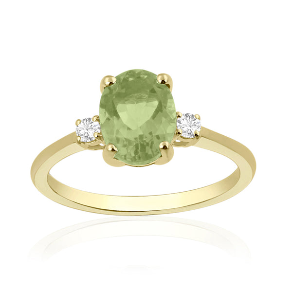R-44663-PD-Y  Diamond & Peridot Three Stone Ring