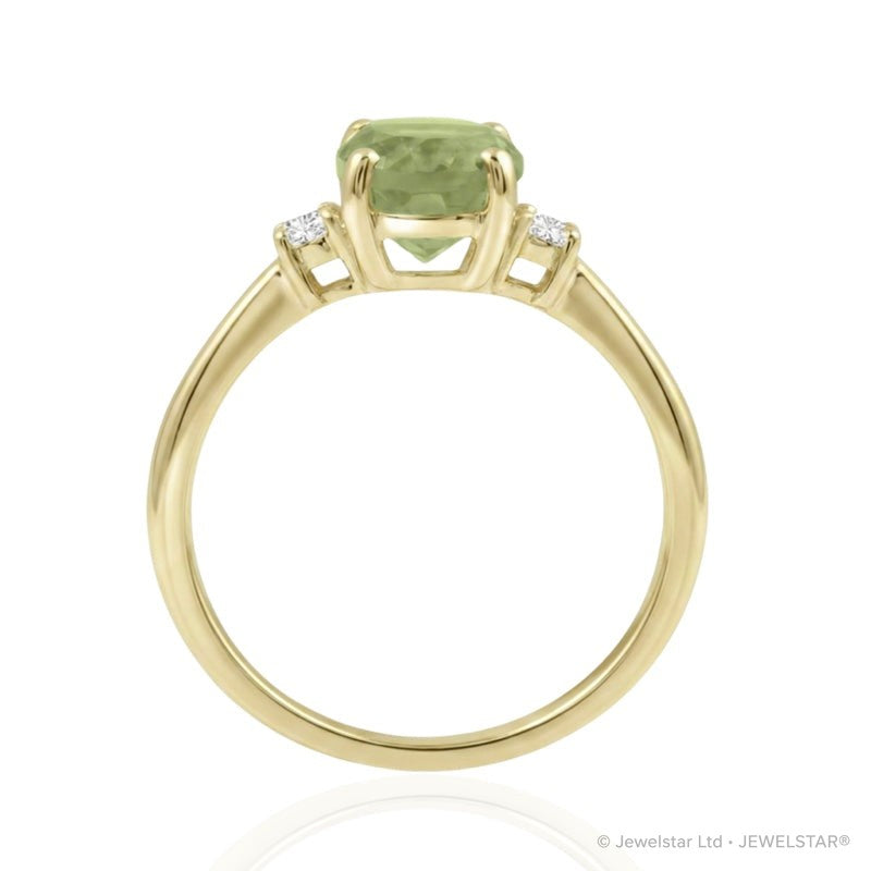 R-44663-PD-Y  Diamond & Peridot Three Stone Ring