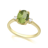 R-44663-PD-Y  Diamond & Peridot Three Stone Ring