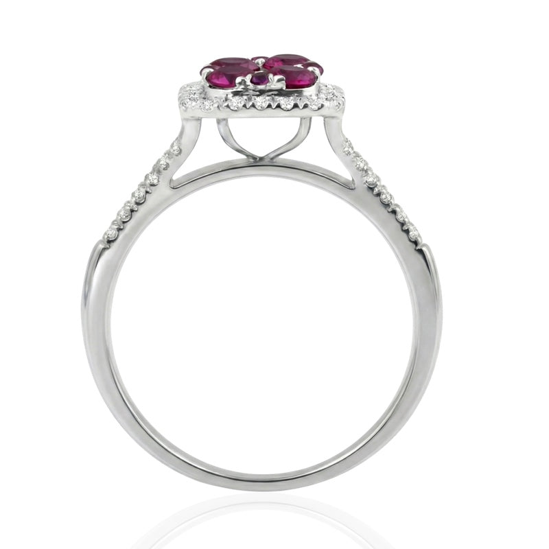R-44718-RU-W    Diamond & Ruby Cluster Ring