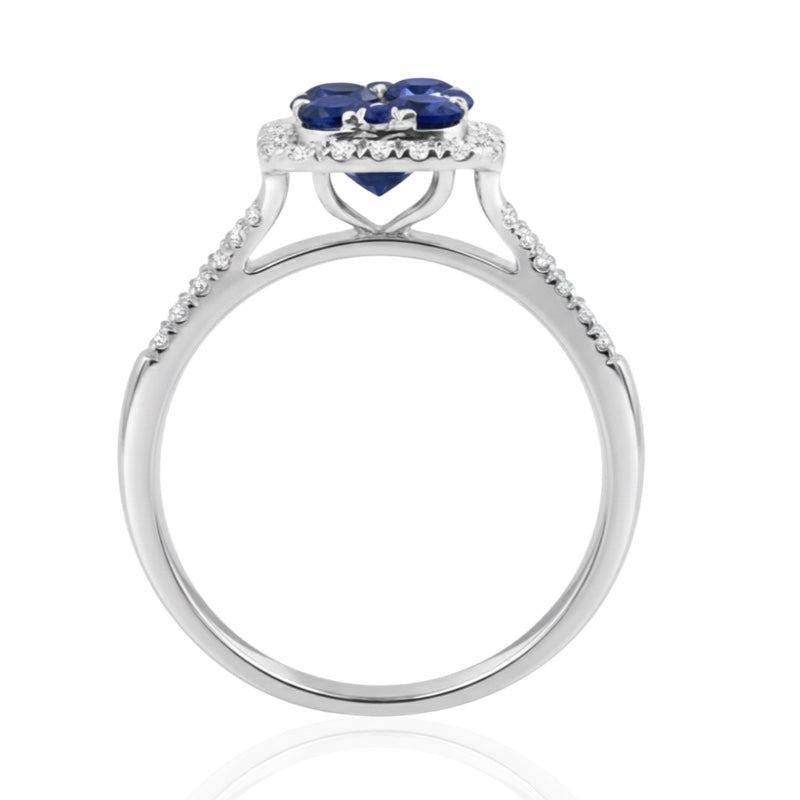 R-44718-SA-W    Diamond & Sapphire Cluster Ring