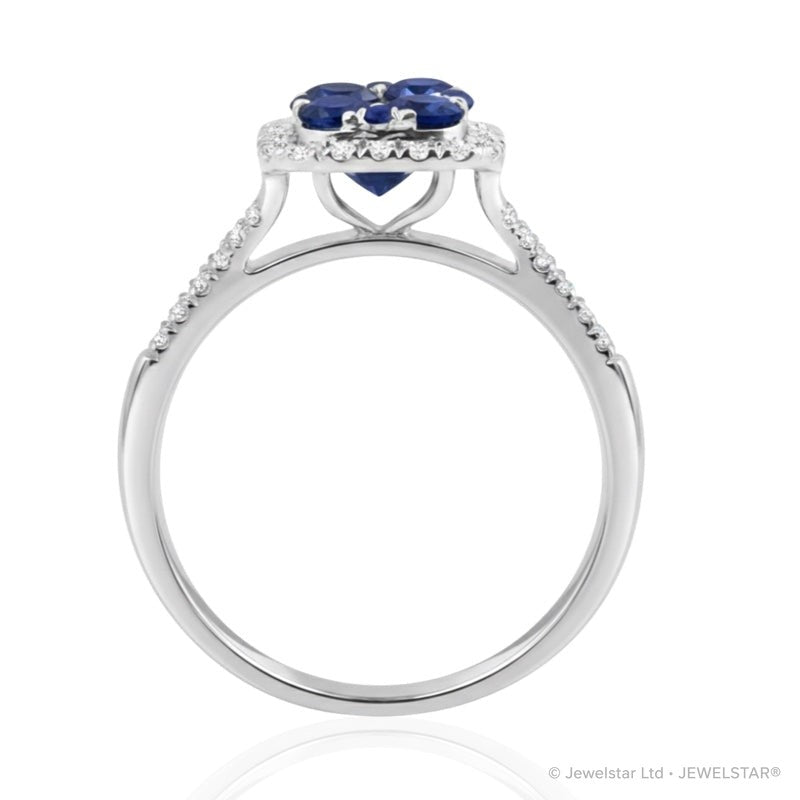 R-44718-SA-W    Diamond & Sapphire Cluster Ring