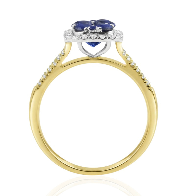 R-44718-SA-Y    Diamond & Sapphire Cluster Ring