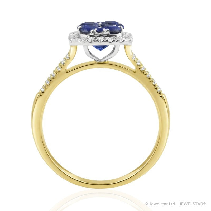 R-44718-SA-Y    Diamond & Sapphire Cluster Ring