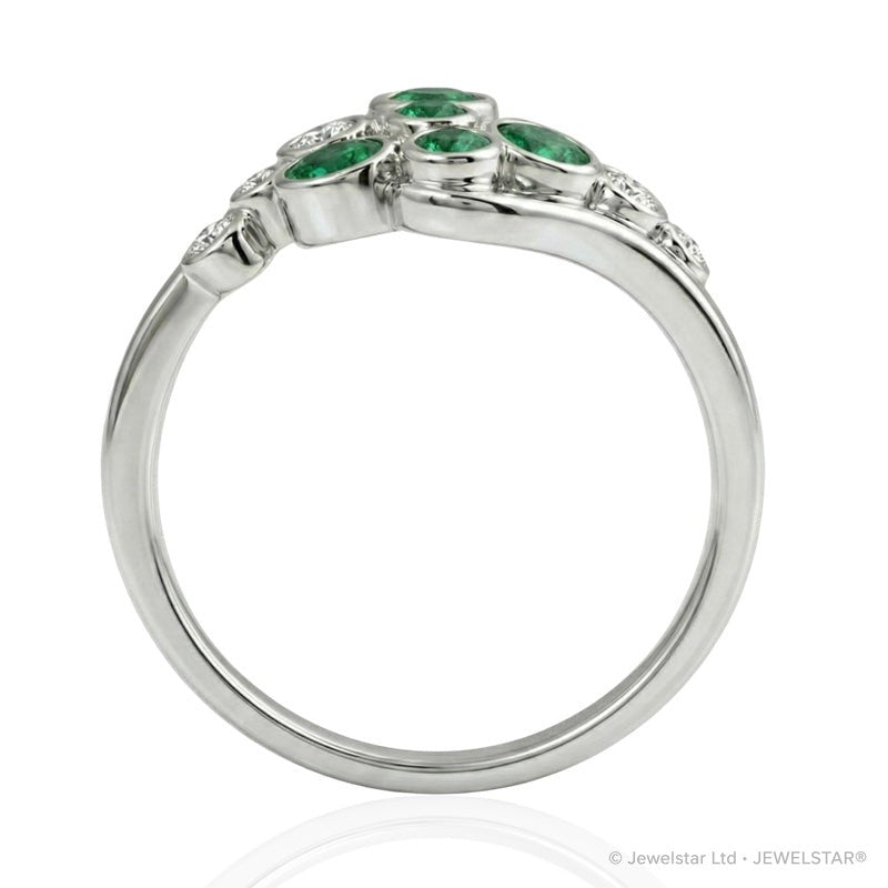 R-44721-EM-W  Diamond & Emerald Bubble Ring