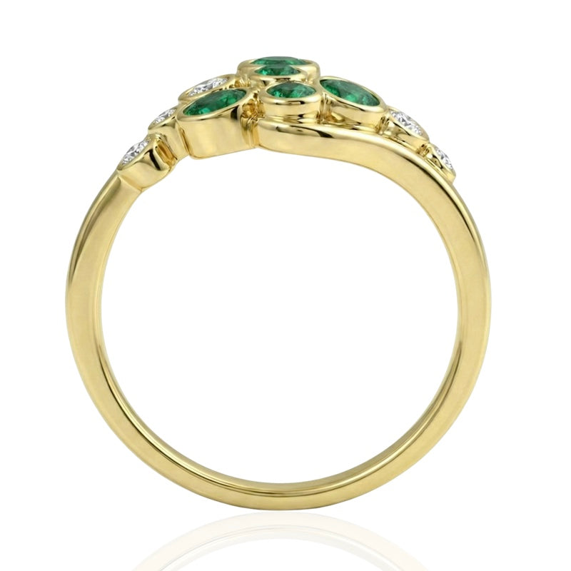 R-44721-EM-Y  Diamond & Emerald Bubble Ring