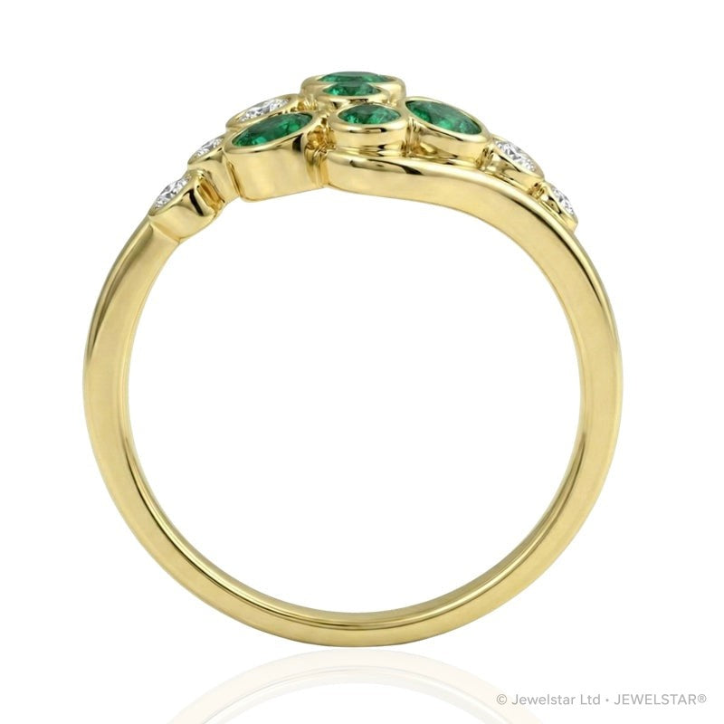 R-44721-EM-Y  Diamond & Emerald Bubble Ring