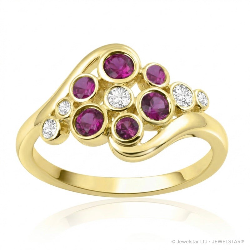 R-44721-RU-Y  Diamond & Ruby Bubble Ring