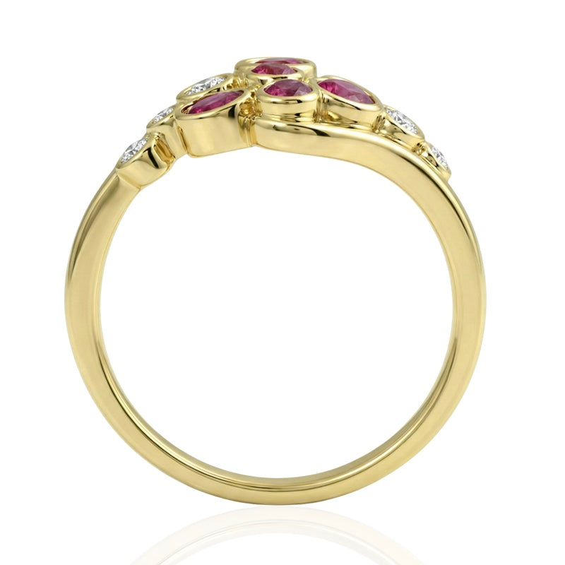 R-44721-RU-Y  Diamond & Ruby Bubble Ring