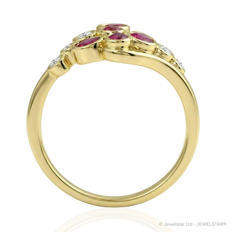 R-44721-RU-Y  Diamond & Ruby Bubble Ring