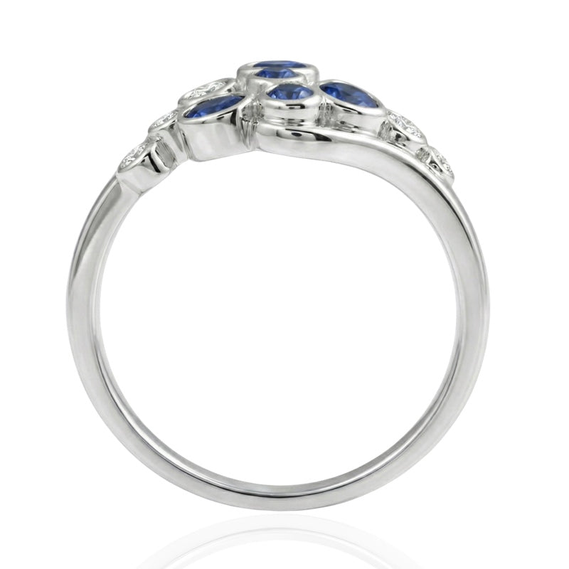 R-44721-SA-W  Diamond & Sapphire Bubble Ring