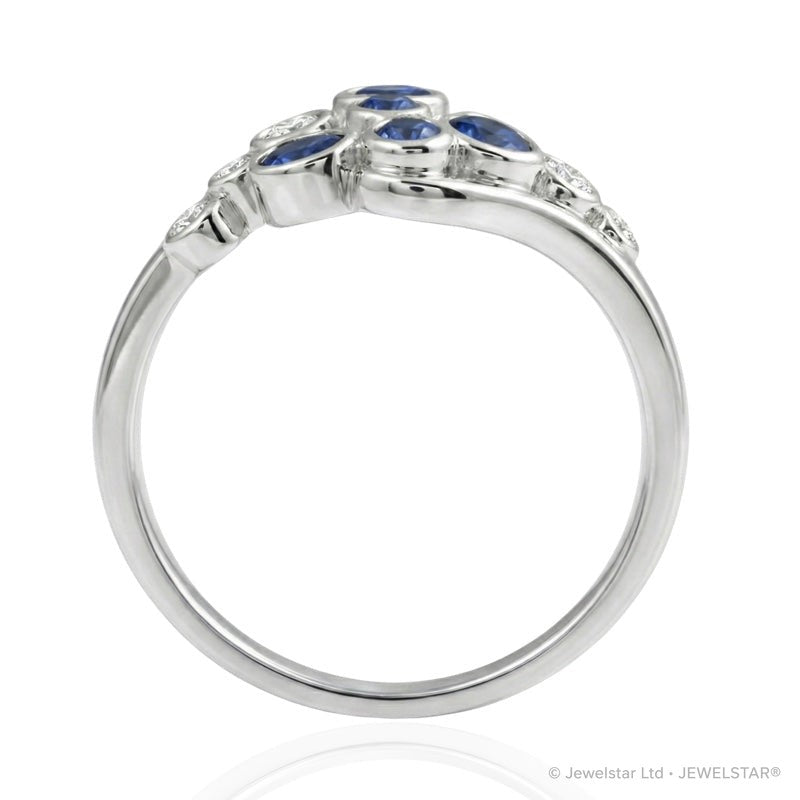 R-44721-SA-W  Diamond & Sapphire Bubble Ring