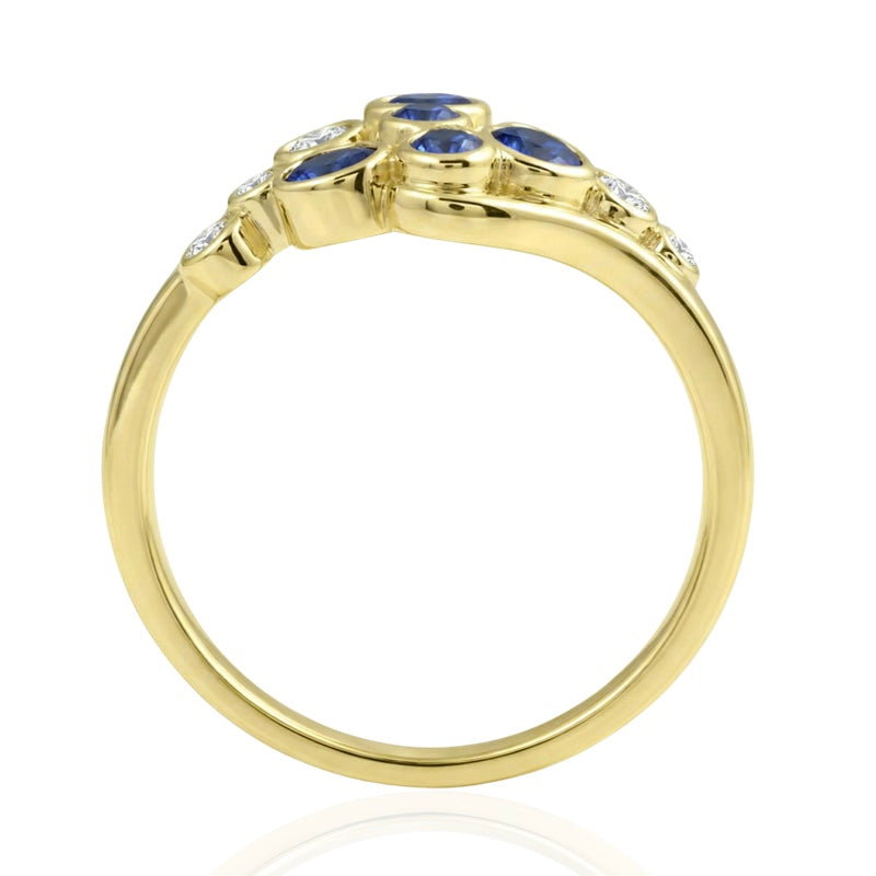 R-44721-SA-Y  Diamond & Sapphire Bubble Ring