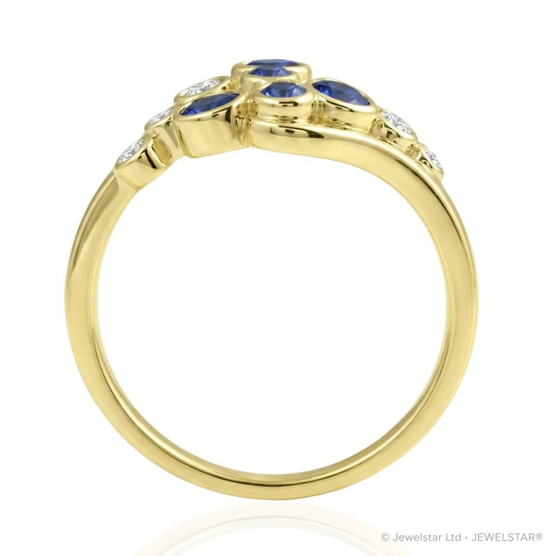 R-44721-SA-Y  Diamond & Sapphire Bubble Ring
