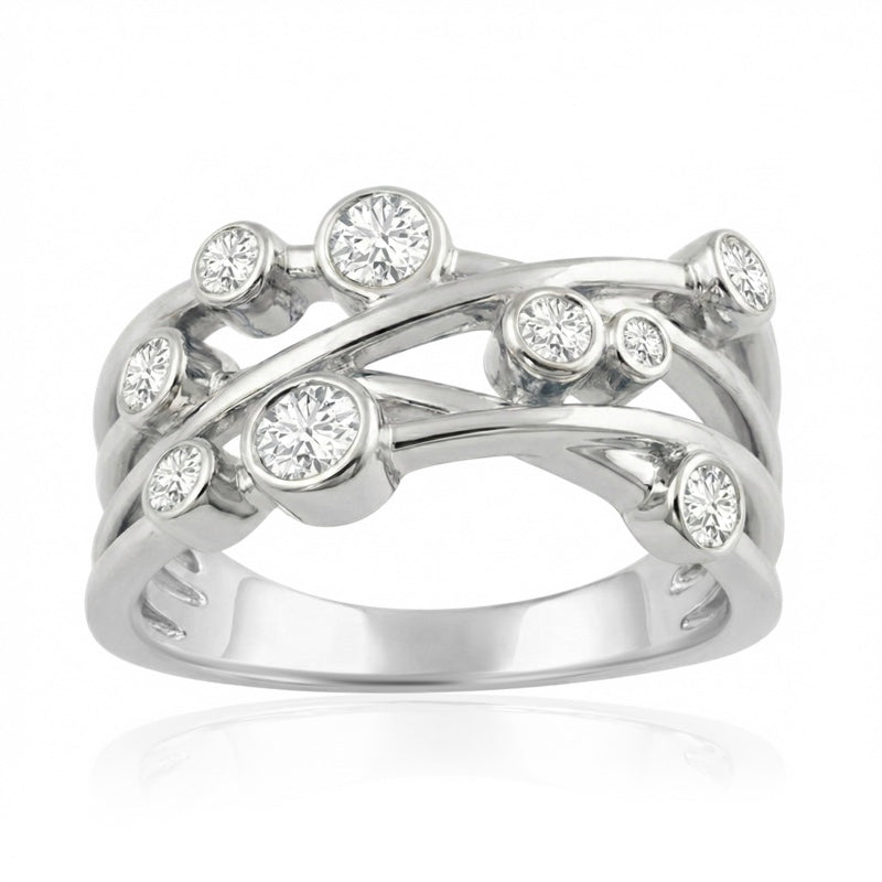 R-44722-AD-W  Diamond Bubble Ring