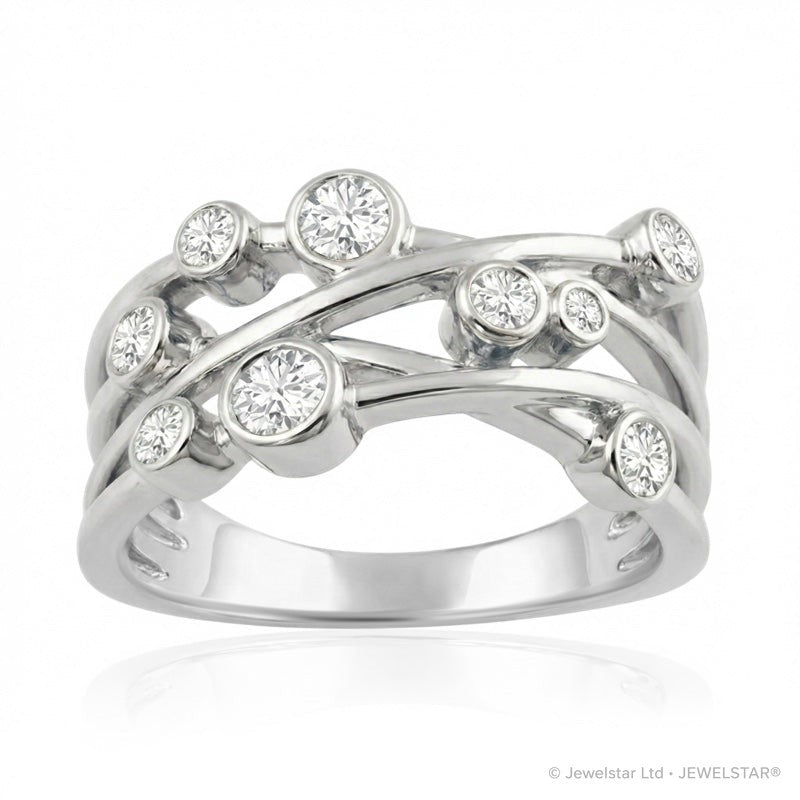 R-44722-AD-W  Diamond Bubble Ring
