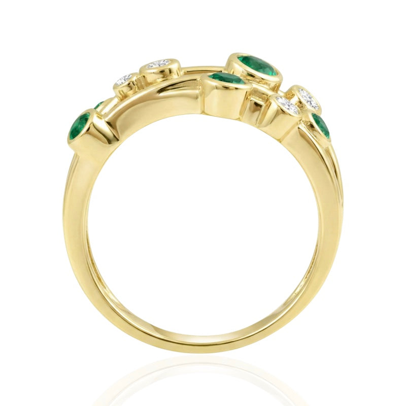 R-44722-EM-Y  Diamond & Emerald Bubble Ring