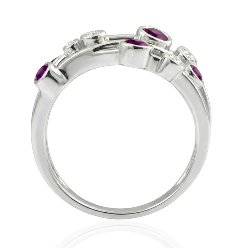 R-44722-RU-W  Diamond & Ruby Bubble Ring
