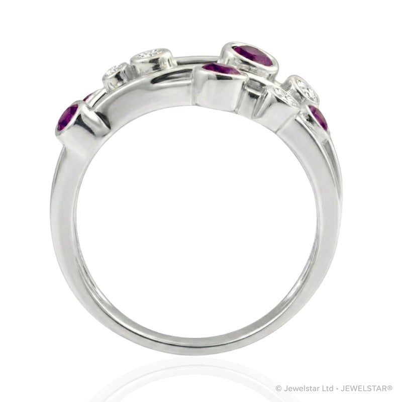 R-44722-RU-W  Diamond & Ruby Bubble Ring