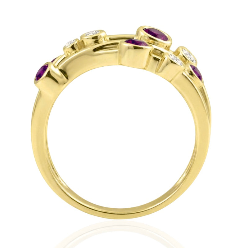 R-44722-RU-Y  Diamond & Ruby Bubble Ring
