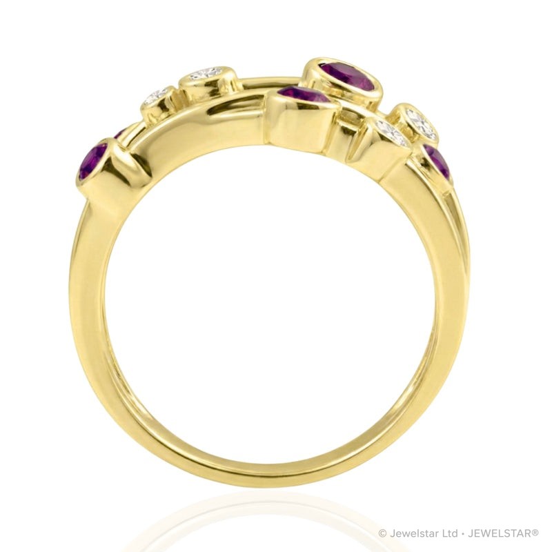 R-44722-RU-Y  Diamond & Ruby Bubble Ring