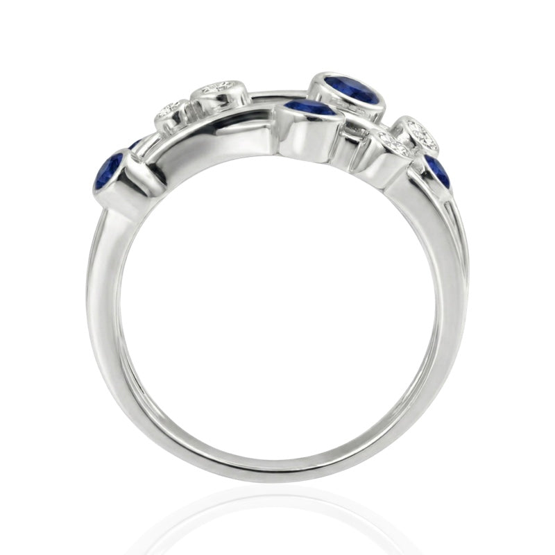 R-44722-SA-W  Diamond & Sapphire Bubble Ring