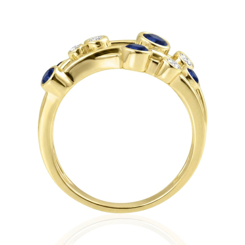 R-44722-SA-Y  Diamond & Sapphire Bubble Ring