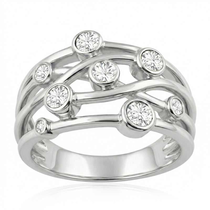 R-44723-AD-W  Diamond Bubble Ring