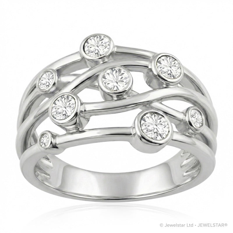 R-44723-AD-W  Diamond Bubble Ring