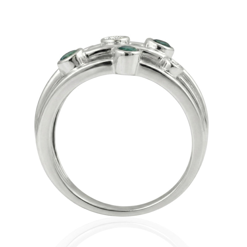 R-44723-EM-W  Diamond & Emerald Bubble Ring