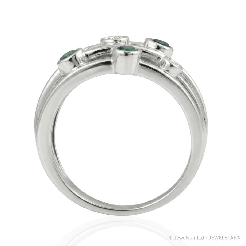 R-44723-EM-W  Diamond & Emerald Bubble Ring