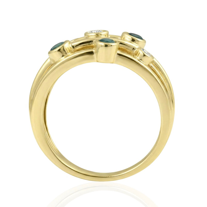 R-44723-EM-Y  Diamond & Emerald Bubble Ring