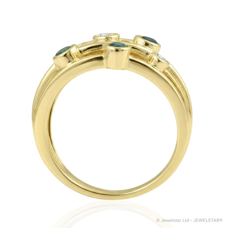 R-44723-EM-Y  Diamond & Emerald Bubble Ring