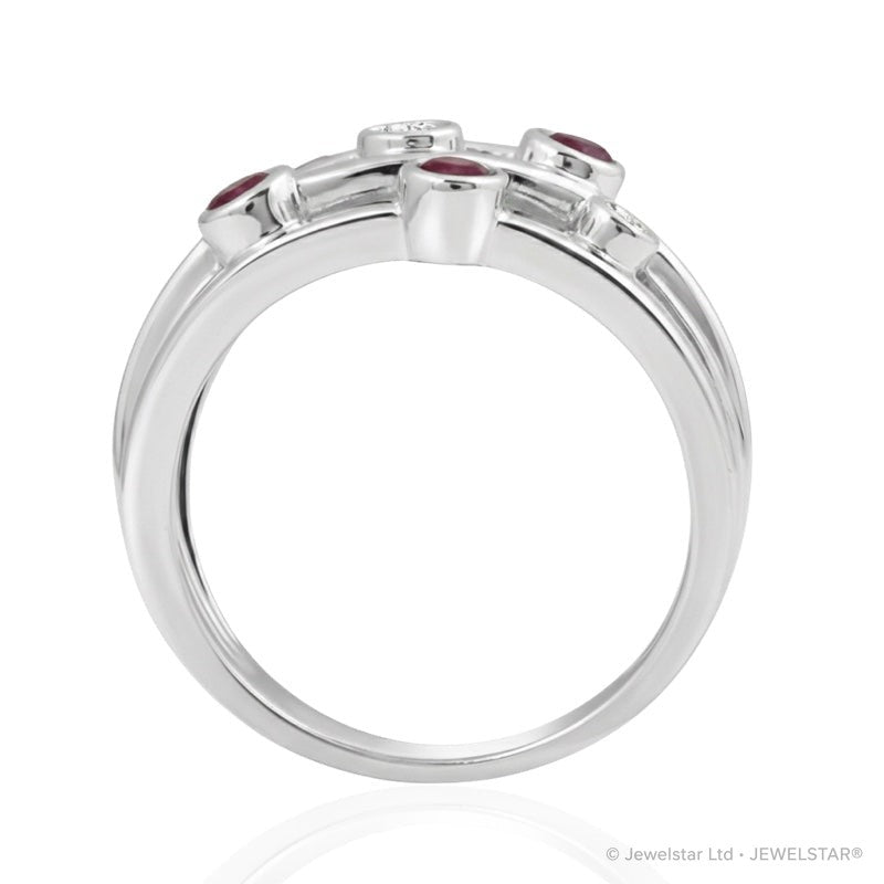 R-44723-RU-W  Diamond & Ruby Bubble Ring